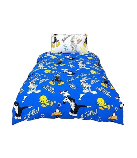 Thats´s All Folks Reversible Duvet Set Blue White Yellow Black Looney Tunes