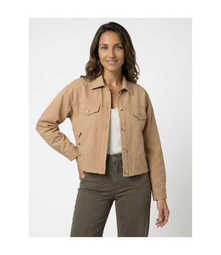 Veste courte en denim, détails ajourés
