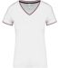 T-shirt manches courtes coton piqué col V K394 - blanc - femme