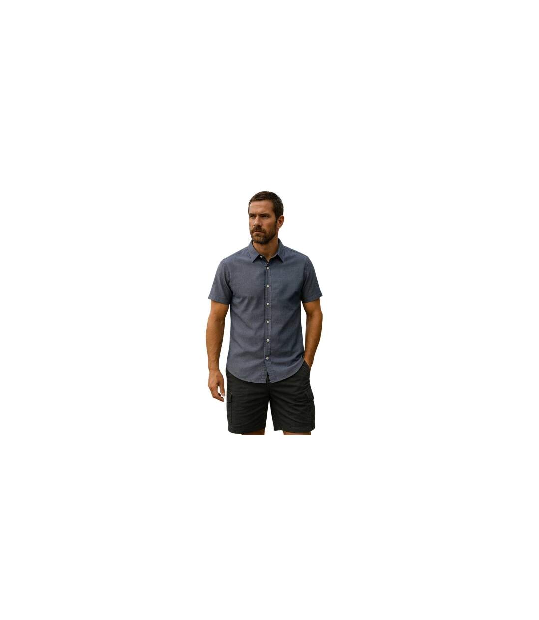 Chemise Motif/style Uni Homme Bleu Marine Sombre Roamers-1