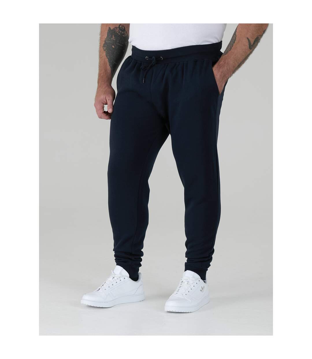 Mens D555 Brandon Cuffed Kingsize Jogging Bottoms Navy Duke-4