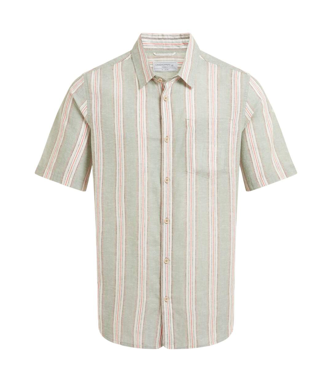 Mens Argino Stripe Short-sleeved Shirt Lichen Green Craghoppers-2