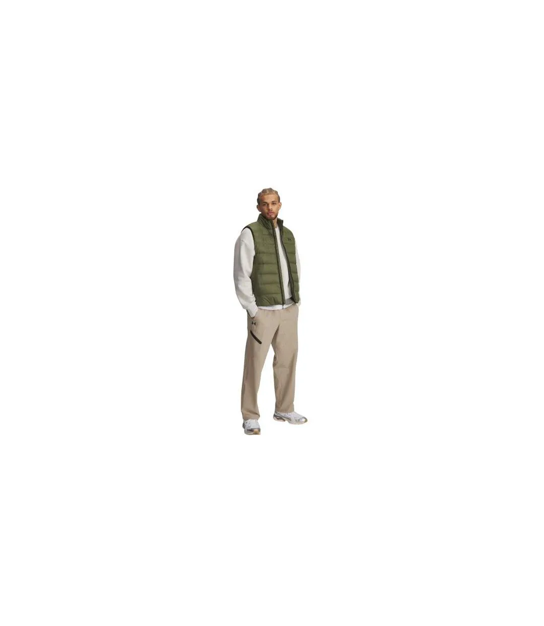 Mens Woodmark Ribbed Collar Oversized Sweatshirt White Under Armour-1