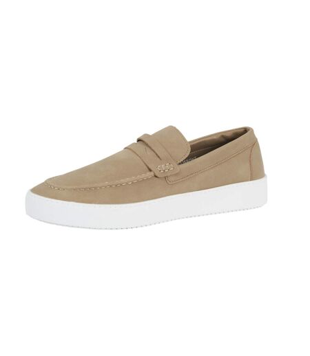 Mens Pu Loafers Taupe Brave Soul