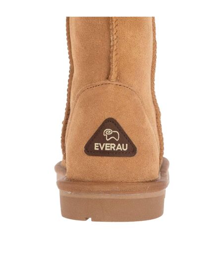 Womens/ladies Parrot Classic Cow Suede Short Shaft Boots Chestnut EverAu