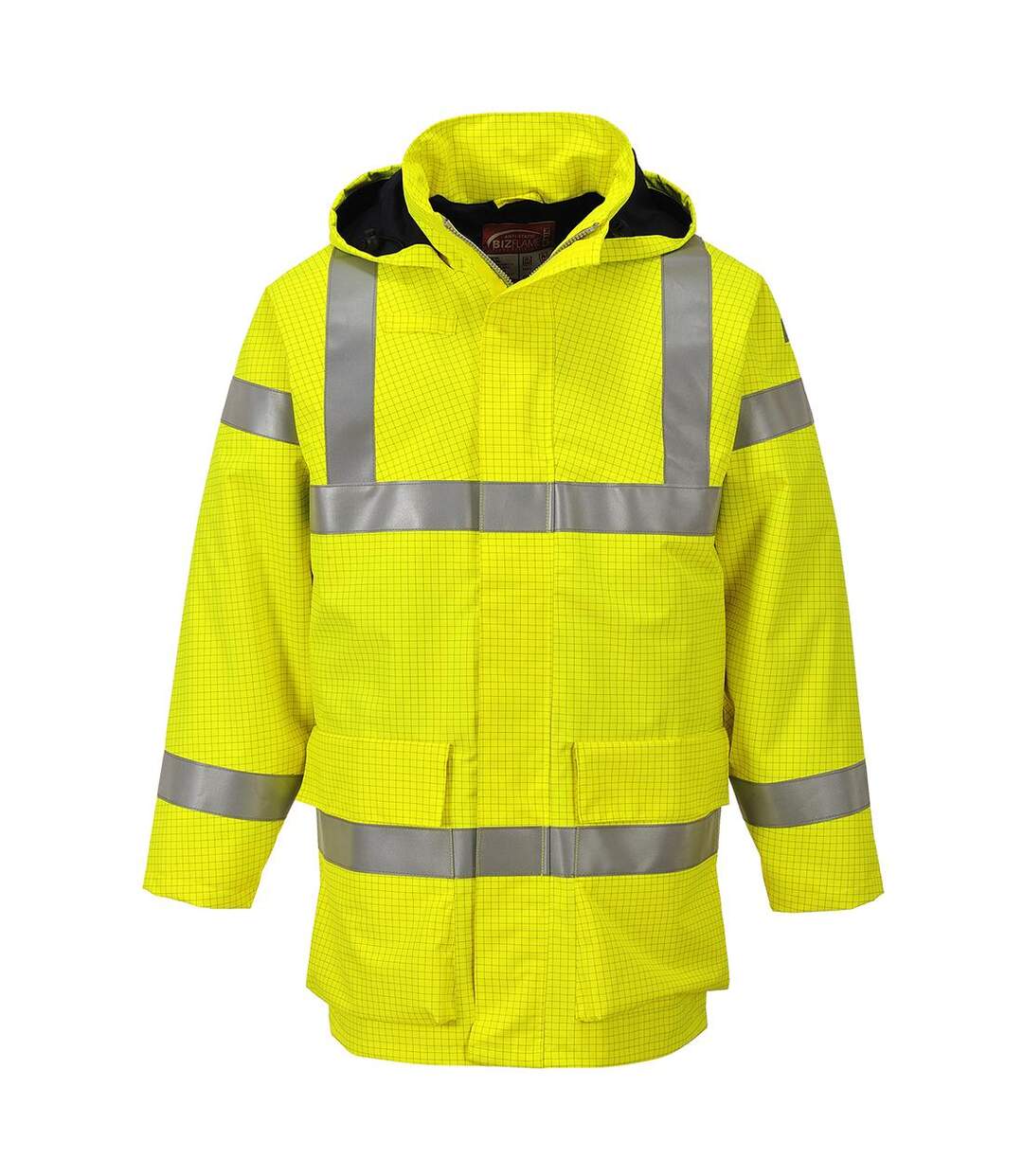 Mens multi lite bizflame rain hi-vis jacket yellow Portwest-1