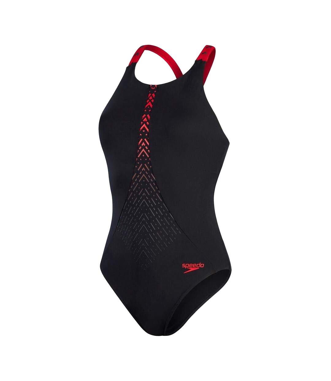 Womens/ladies Aztec One Piece Swimsuit Black Red Speedo-2