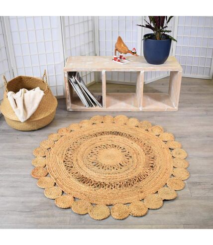 Tapis rond fait à la main en jute motif uni ESPRIT