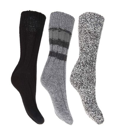 FLOSO Ladies/Womens Thermal Thick Chunky Wool Blended Socks (Pack Of 3) (Black) - UTW419