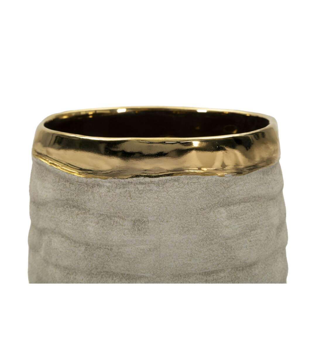 Vase Design en Céramique Lima 31cm Gris & Or-3