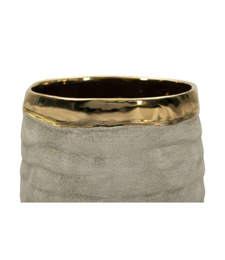 Vase Design en Céramique Lima 31cm Gris & Or