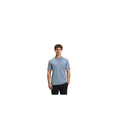 Mens Crew Neck Regular Short-sleeved Polo Shirt Blue Boss