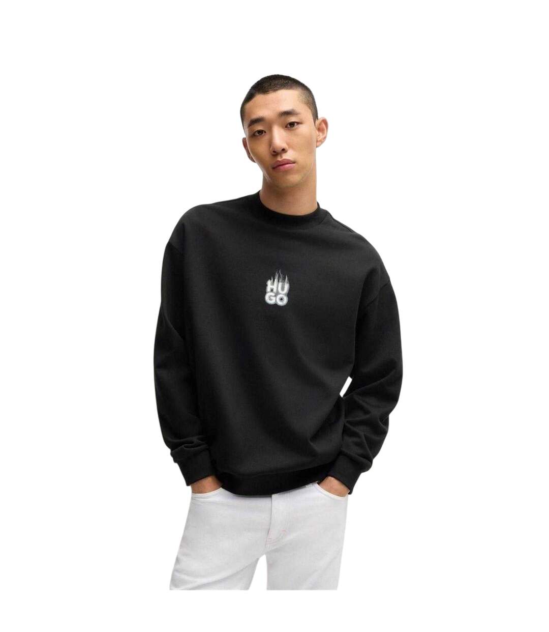 Sweat Motif/style Flammes Homme Noir Hugo-4