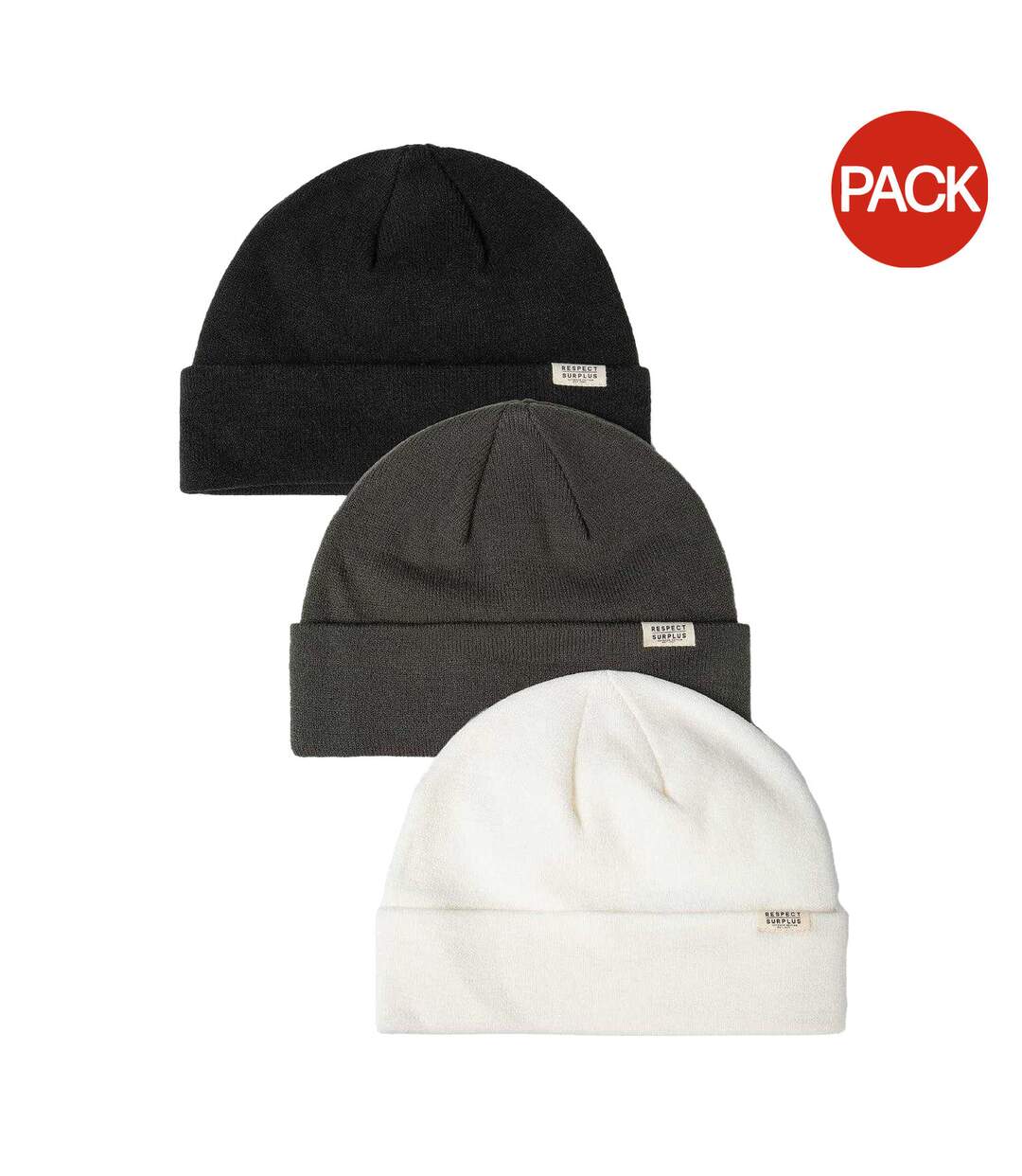 Bonnets Adulte Blanc Gris Noir Respect-1