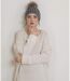 Bonnet Fashion Chic Femme avec Pompon en Fourrure et Strass - 100% Acrylique - Couleur Gris-3