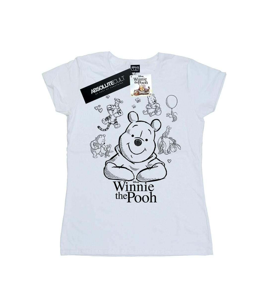 Disney T-shirt en coton Winnie The Pooh Collage Sketch Femme/Ladies (Blanc) - UTBI44821-1