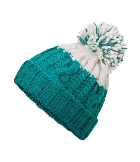 Bonnet Motif/style Contrasté Apres Émeraude Blanc Doux Beechfield