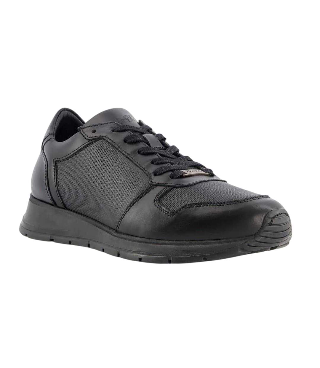 Mens Treats Plain Leather Trainers Black Dune London-4