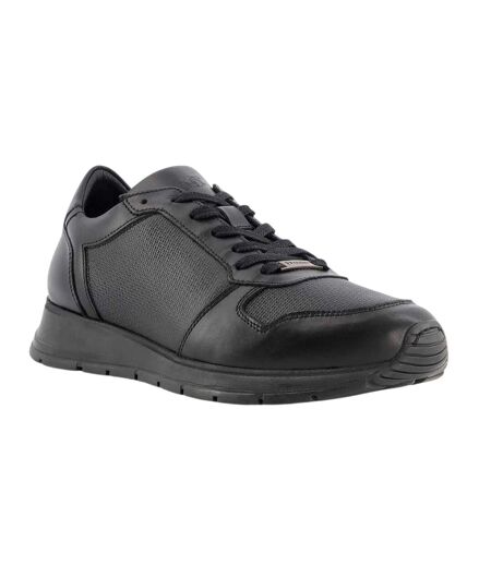 Mens Treats Plain Leather Trainers Black Dune London