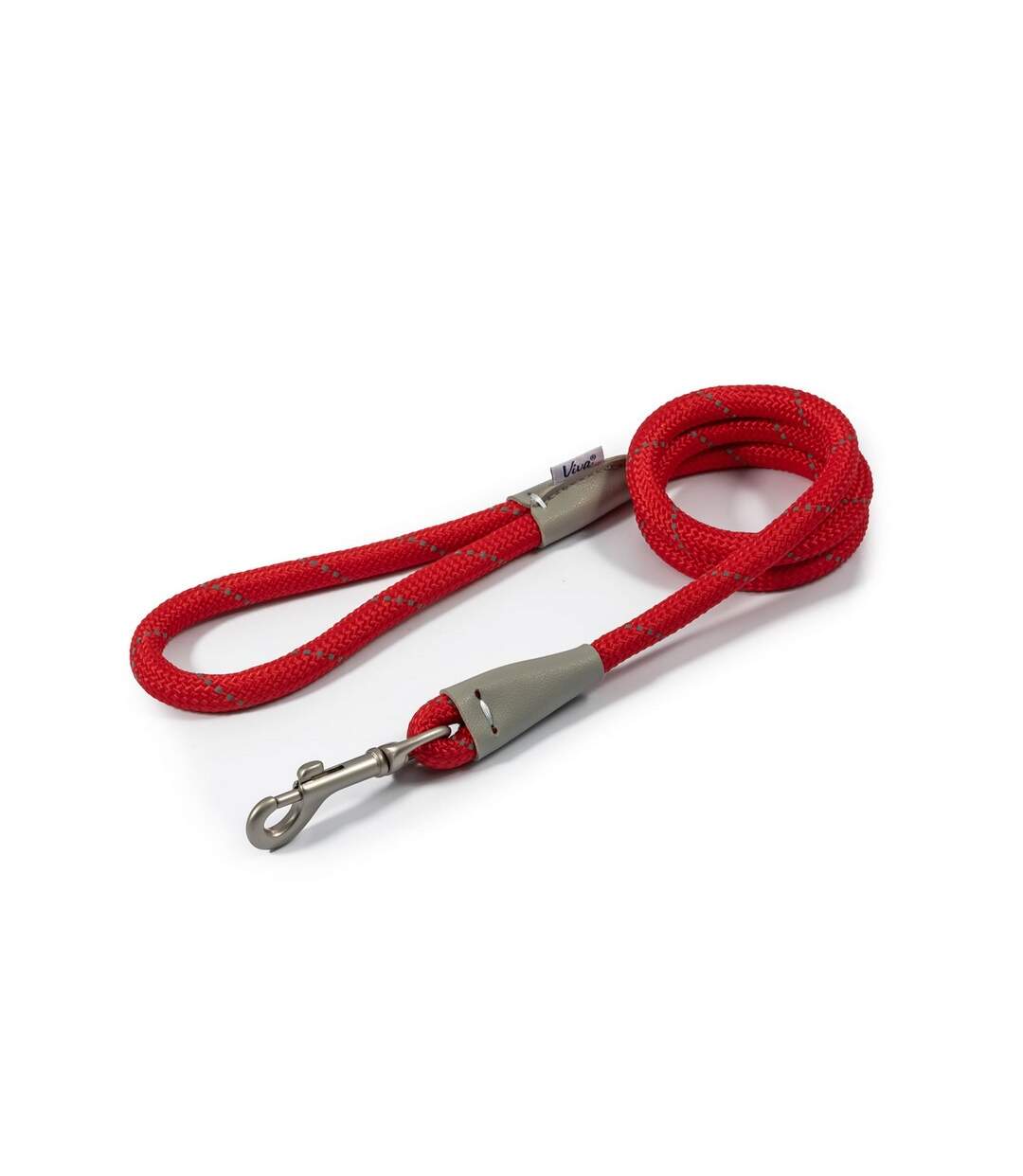 Viva reflective leather patch dog lead 1.1m x 10mm red Ancol-1