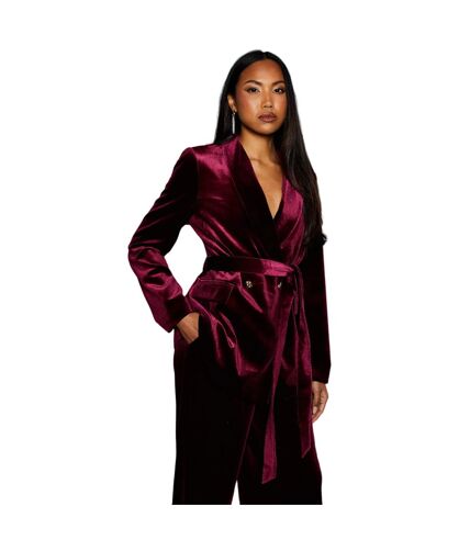 Womens/ladies velvet belted blazer burgundy Principles