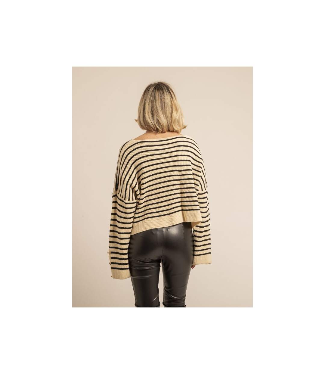 Pull à rayures col V KAPUCINE - Dona X Lisa-2