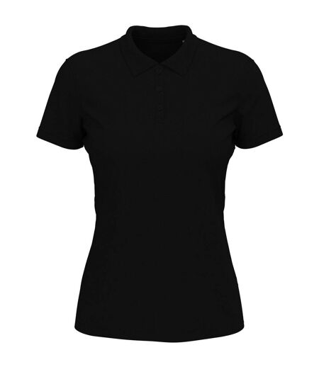 Womens/ladies Lux Cotton Polo Shirt Black Opal Stedman