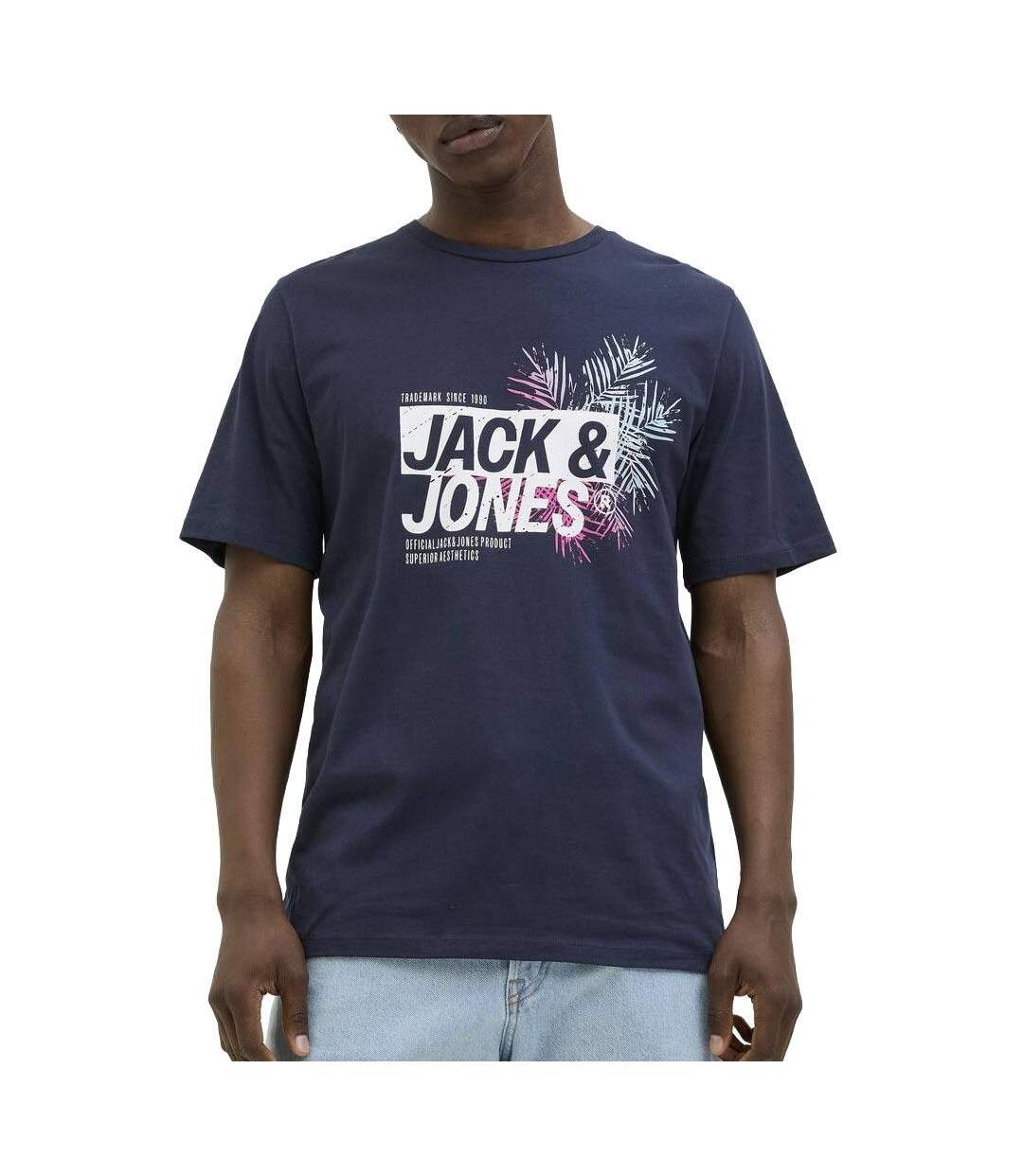 T-Shirt marine homme jack & jones jaxon-1