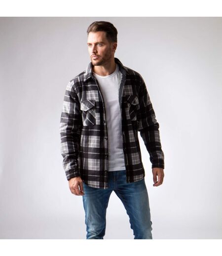 Mens Quilted Plaid Pattern Thermal Long Sleeve Winter Jacket