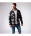 Mens Quilted Plaid Pattern Thermal Long Sleeve Winter Jacket-3