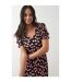 Womens/ladies spotted v neck short-sleeved midi dress black Dorothy Perkins