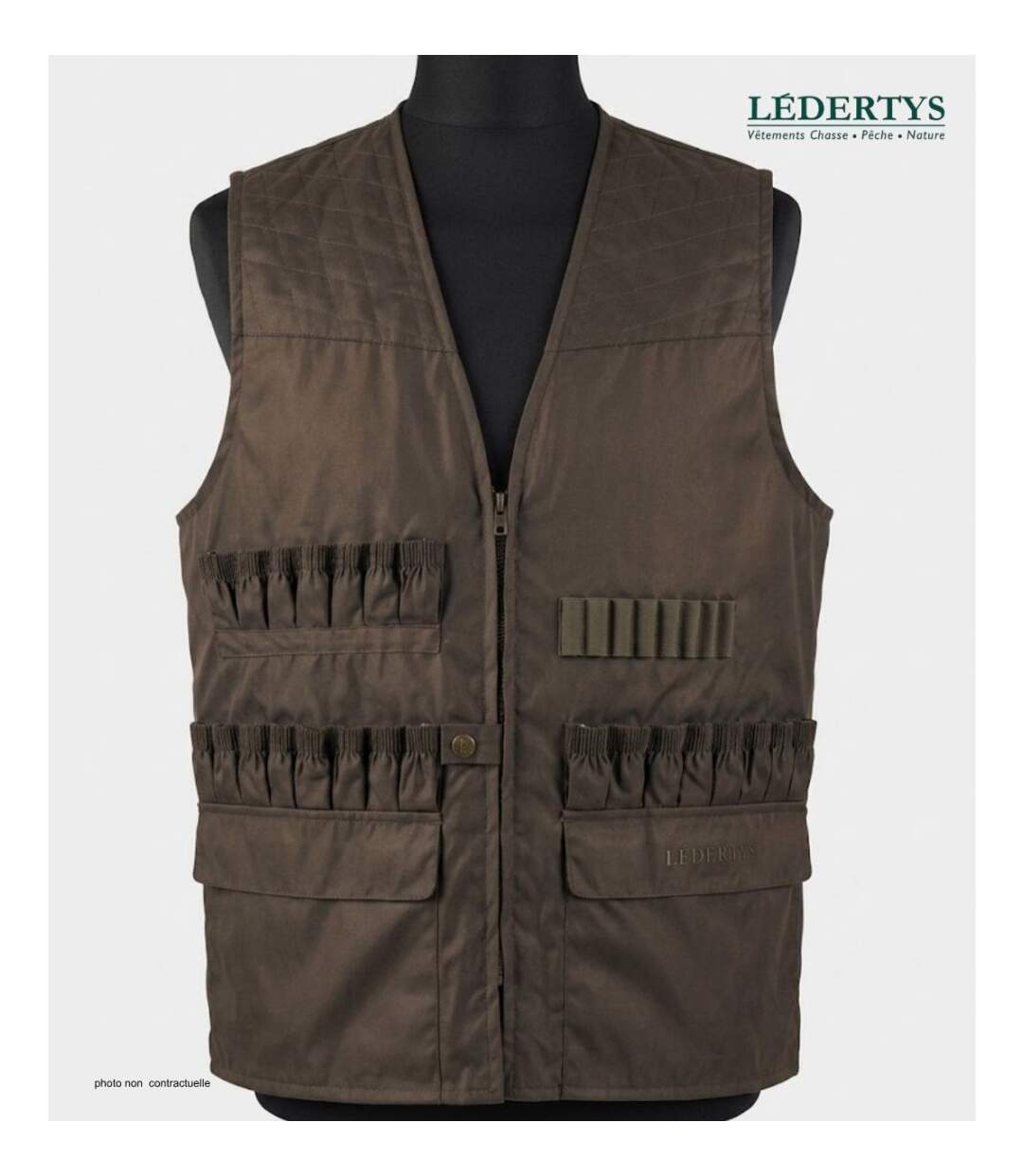 Gilet de Chasse LEDERTYS Impercoat LY0209 – Carnier Détachable PVC, Cartouchière et Protection Impercoat-3
