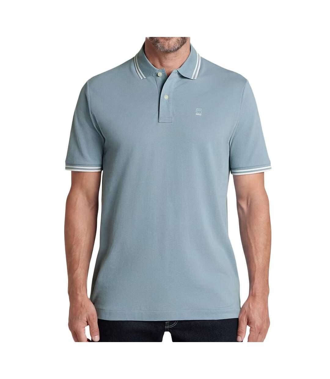 Polo bleu homme g-star raw striped collar-1