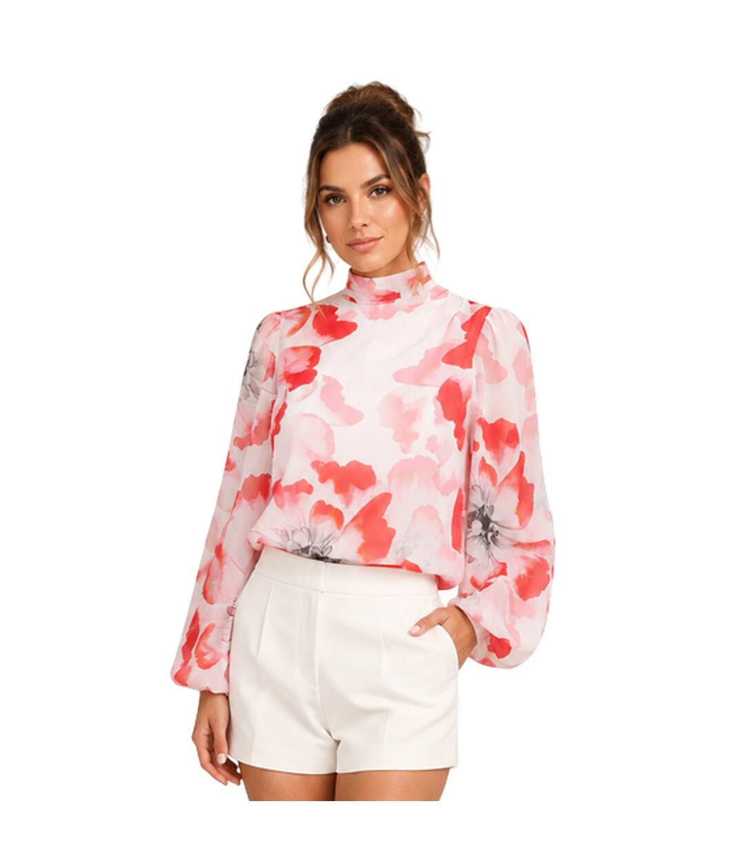 Blouse Manches Bouffantes Motif/style Floral Femme Blanc Cassé Ted Baker-4