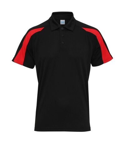 Mens Contrast Polo Shirt Jet Black Fire Red AWDis Cool