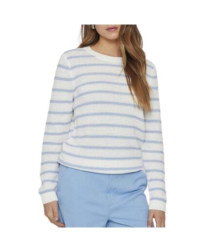 Pull blanc/bleu femme vila vidalo stripe