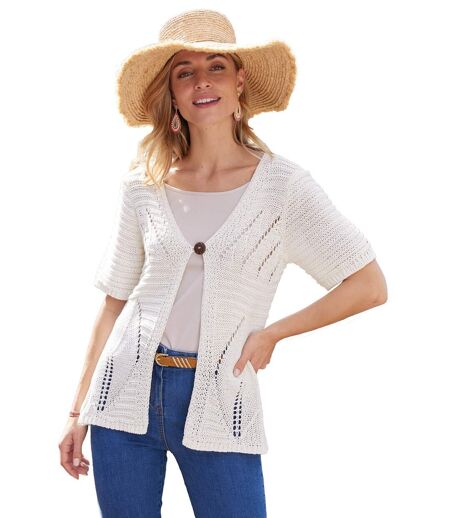 Gilet manches kimono maille ruban