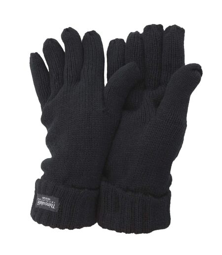 FLOSO Ladies/Womens Thinsulate Winter Knitted Gloves (3M 40g) (Black) - UTGL195