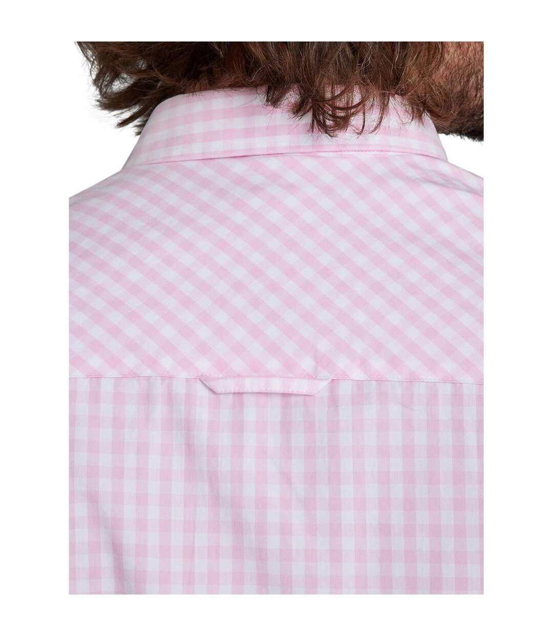 Mens gingham classic long-sleeved shirt pink Raging Bull-2