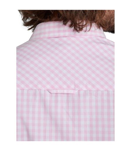 Mens gingham classic long-sleeved shirt pink Raging Bull