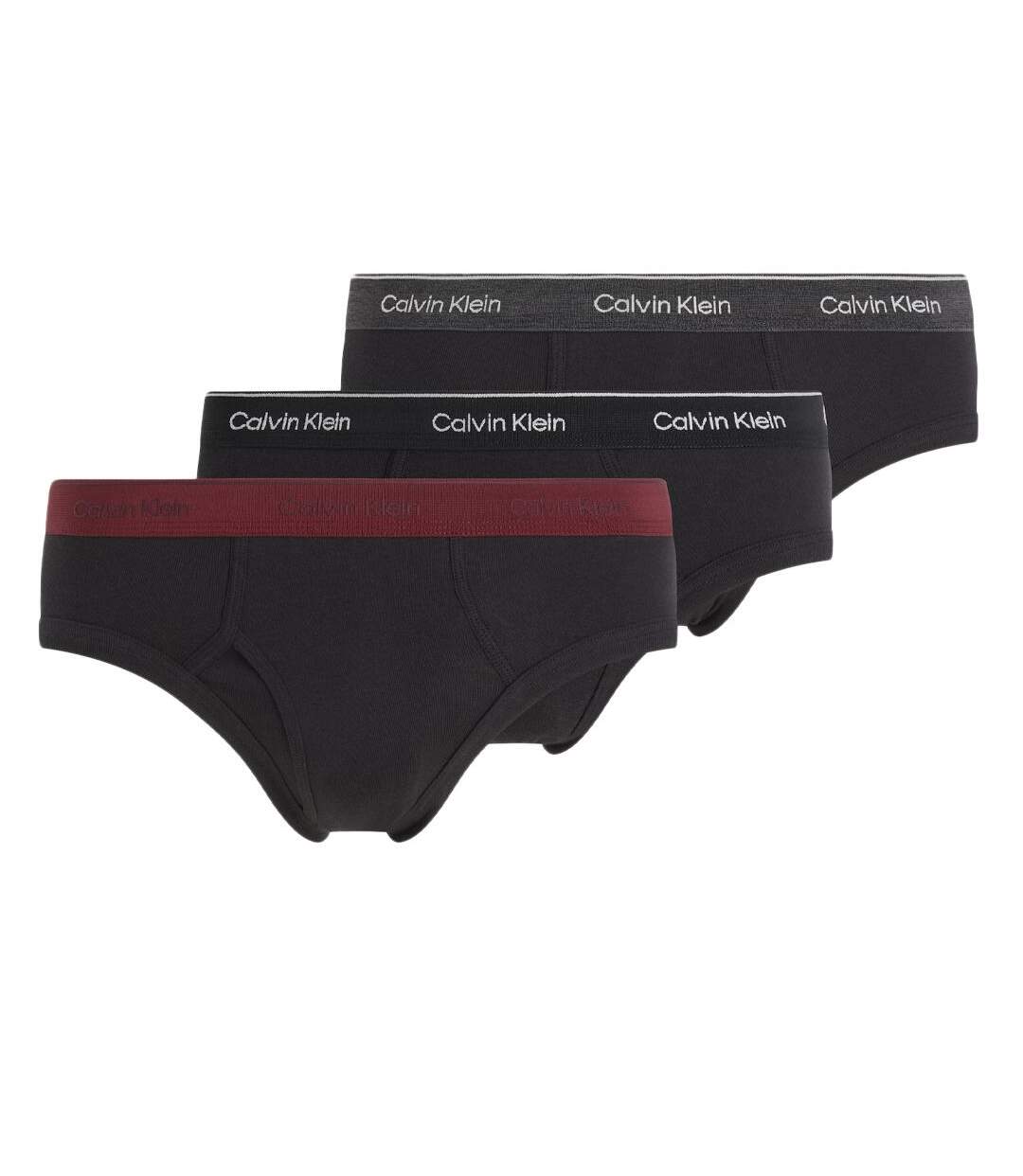 X3Slips Noir/Bordeaux Homme Calvin Klein Jeans Hip Brief 3 - L-1