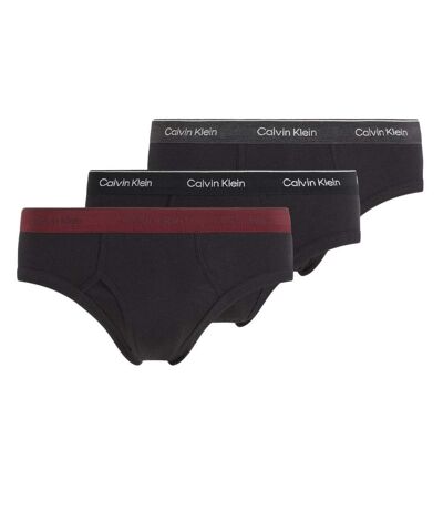 X3Slips Noir/Bordeaux Homme Calvin Klein Jeans Hip Brief 3 - L