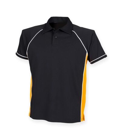 Finden & Hales Mens Piped Performance Sports Polo Shirt (Black/ Amber/ White) - UTRW427