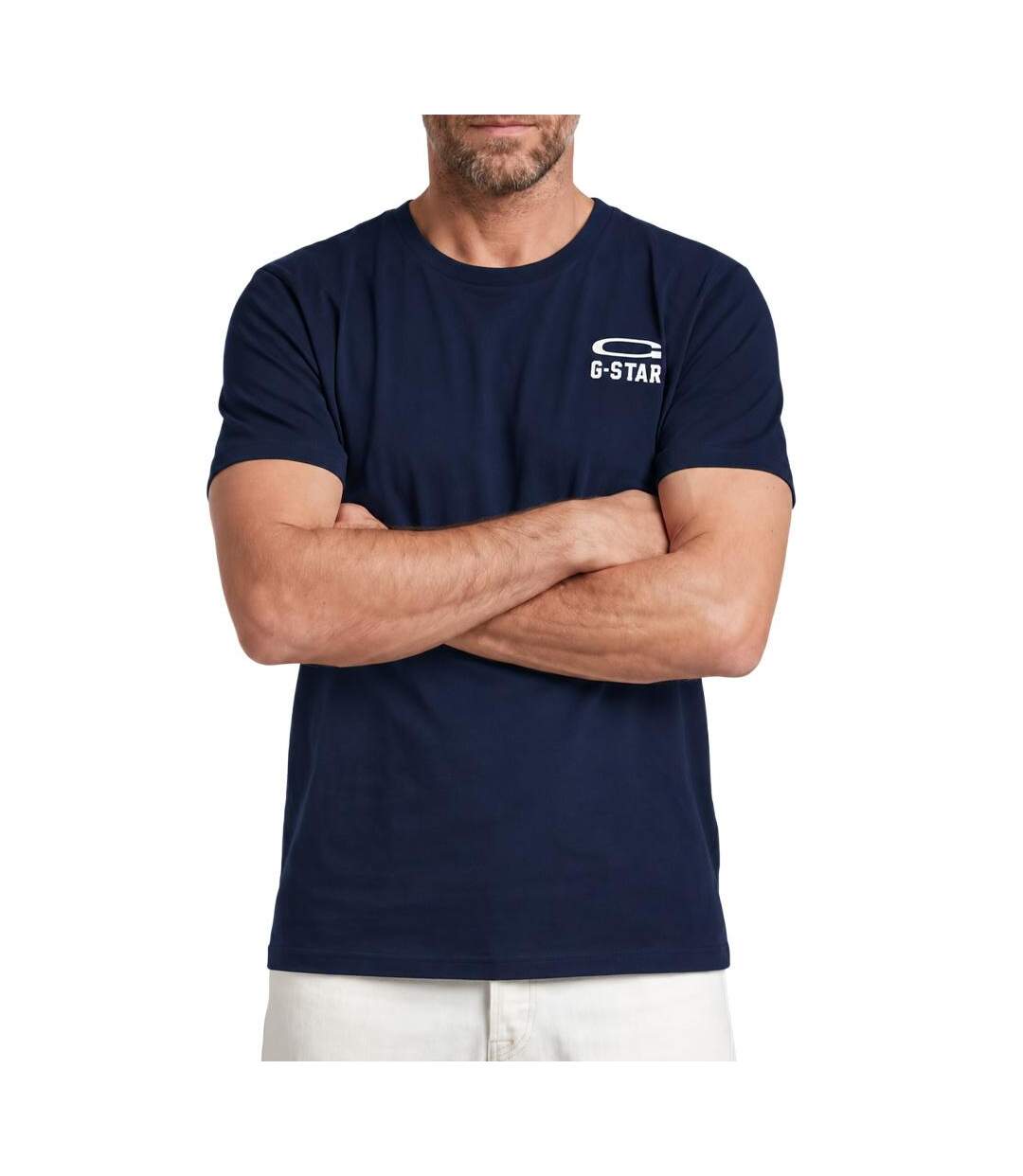 T-shirt marine homme g-star raw chestes-1