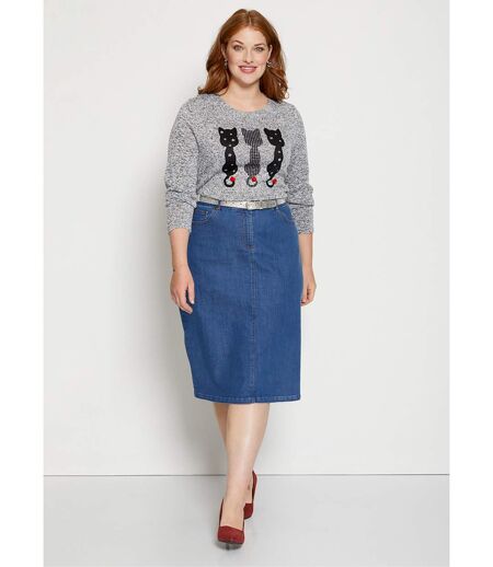 Jupe trapèze en jean stretch