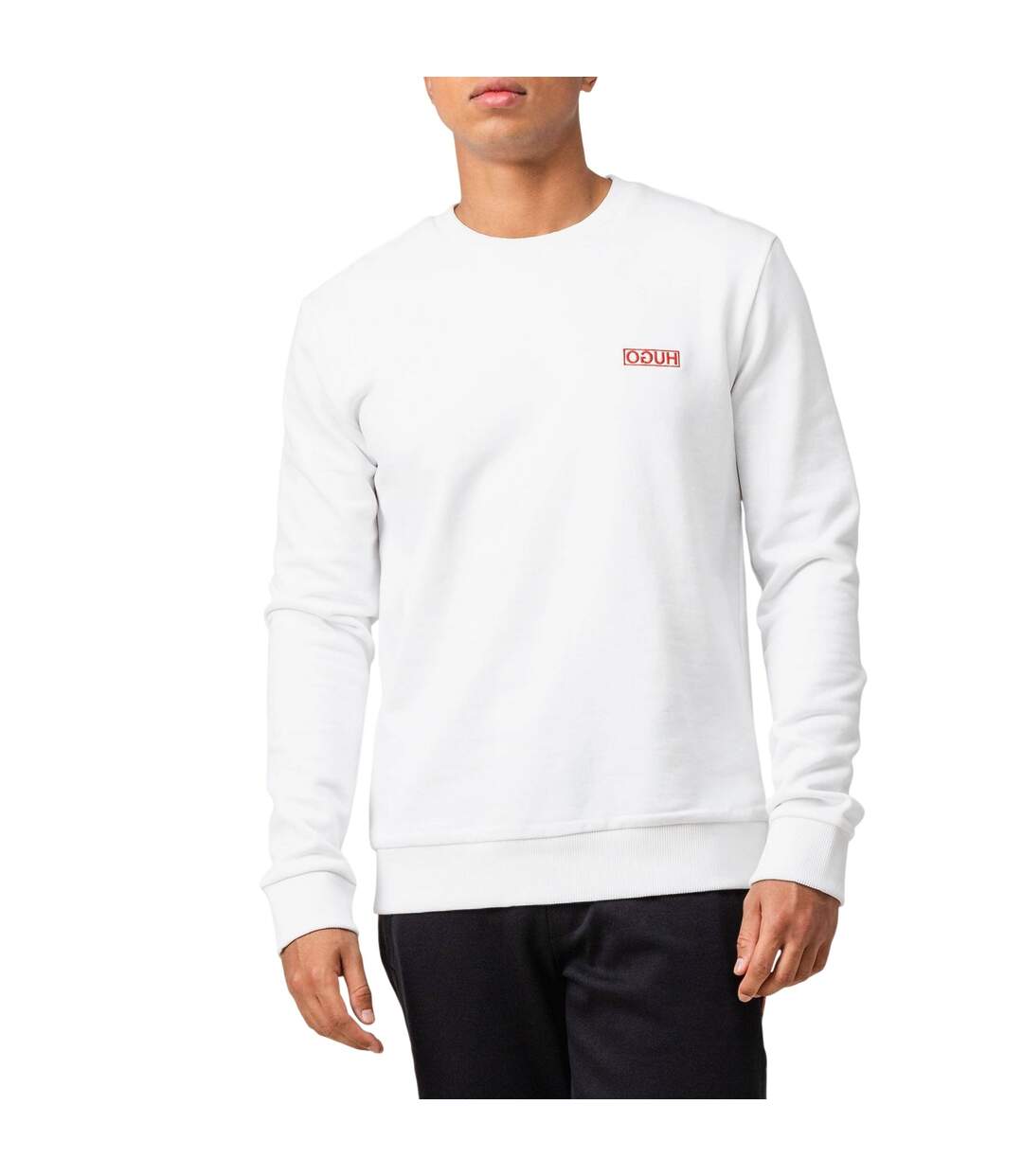 Mens Drick 194 Logo Cotton Sweatshirt White Hugo-1