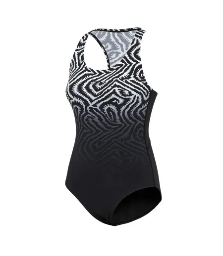 Maillot De Bain 1 Pièce Motif/style À Motifs Femme Noir Slazenger