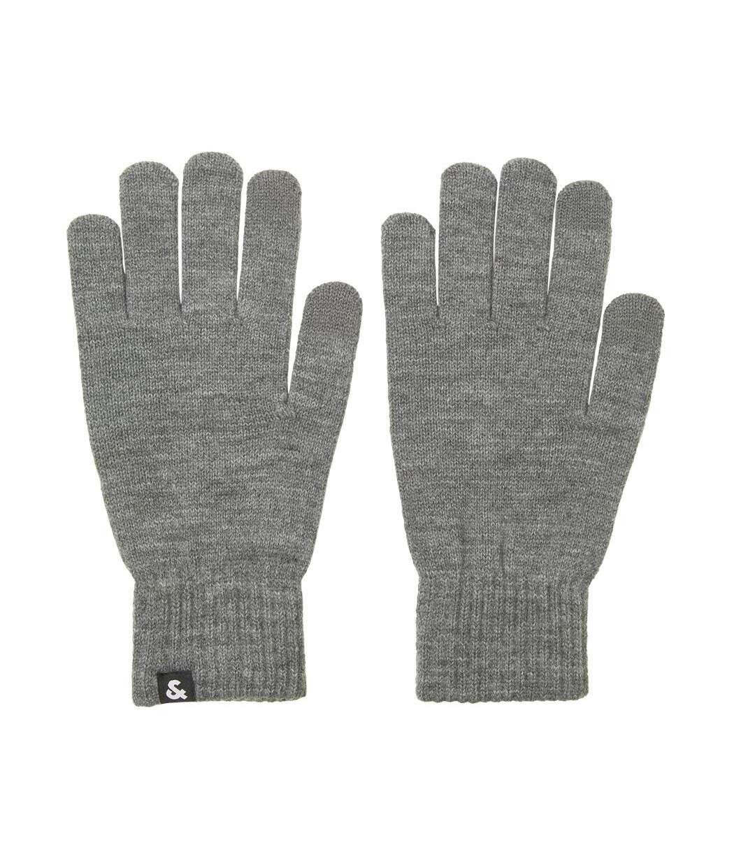 Gants gris homme jack & jones knitted gloves-1
