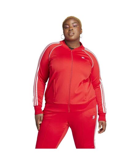 Womens/ladies 3 Stripes Track Jacket Red Adidas
