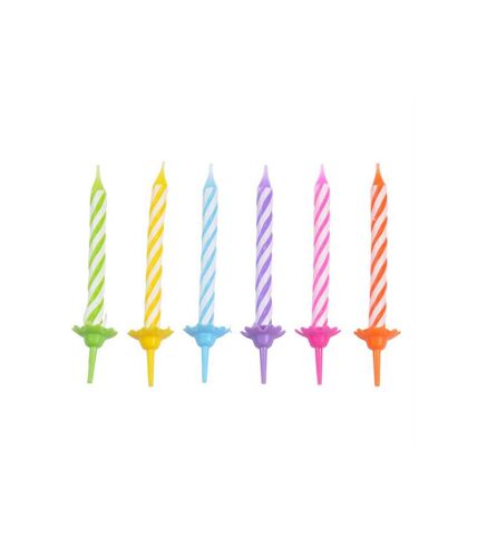 Paris Prix - Lot De 24 Bougies D'anniversaire support 5cm Multicolore